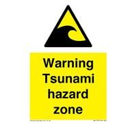 Warning Tsunami hazard zone Sign - 100x150mm - A6P