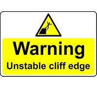 Warning Unstable Cliff Edge Safety Sign - 3mm Aluminium Sign (300mm x 200mm)