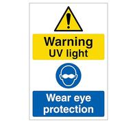 Warning UV Light Wear Eye Protection - Portrait 210 x 297 mm (A4) - Self Adhesive Vinyl