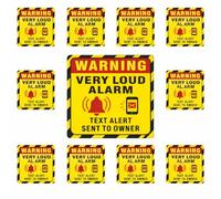 WARNING VERY LOUD ALARM WITH PHONE TEXT ALERT Stickers, Deter Intruders With These Signs. Size 75mm x 75mm, Ideal For Vans, Sheds, Garages And Homes (10)