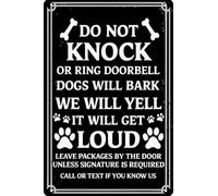 Warning Vintage Metal Tin Signs Do Not Knock or Ring Doorbell Dogs Will Bark Sign Leave Packages By The Door Sign Wall Decor for Home Dog Lovers Front Door Fence Yard Bar 8x12 Inches