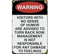 Warning Vintage Metal Tin Signs Warning Visitors With No Sense of Humor are Advised to Turn Back Now Sign for Home Bar Pub Diner Cafe Wall Art Poster Decor Plaque Sign 6x8 Inch