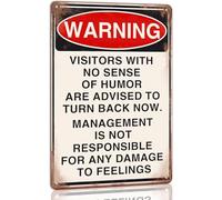 Warning Visitors with No Sense of Humor Are Advised to Turn Back Now Metal Tin Sign Bar Pub Diner Cafe Wall Decor Home Decor Art Poster Retro Vintage Plaque 12x8 Inch