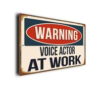 Warning Voice Actor at Work Sign | Vintage Style Weatherproof Plaque | Durable Aluminium Composite | UV Fade Resistant | Funny Gifts for Voice Actors