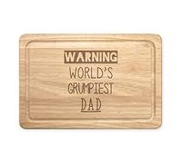 Warning World's Grumpiest Dad Rectangular Wooden Chopping Board
