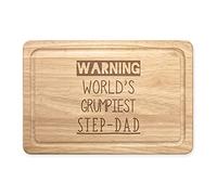 Warning World's Grumpiest Step-Dad Rectangular Wooden Chopping Board