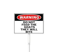 Warning Yard Sign DO NOT FEED THE GOATS THEY WILL BITE CAUTION Metal Sign for Outdoor 20x30cm With 32cm Stake, Sturdy and Strong Aluminum Rust Free Weatherproof Easy Install