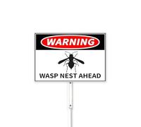 Warning Yard Sign WASP NEST AHEAD TRAIL CAUTION Metal Sign for Outdoor 20x30cm With 32cm Stake, Sturdy and Strong Aluminum Rust Free Weatherproof Easy Install