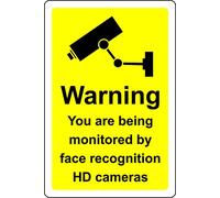 Warning you are being recorded by face recognition HD camera Safety sign - 3mm Aluminium sign (300mm x 200mm)