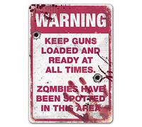 Warning Zombie Area - Small Sticky Pads | Printed Metal Wall Sign Plaque
