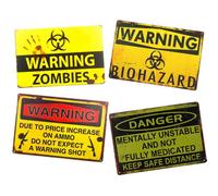 Warning Zombies Sign No Smoking Garage Pin Up Vintage Metal Signs Wall Art (H)