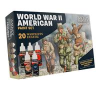 The Army Painter, Historical: WWII American Paint Set, 20 x 18 ml Warpaints Fanatic: 14 acrylic, 4 Washes, 1 Effect & 1 Metallic - Miniature Paint for U.S. Armed Forces in World War II
