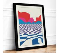 Warped Landscape Forms Abstract Framed Wall Art Print A1 (84.1×59.4cm) Black, Wall Decor for Living Room, Bedroom, Office & Home, Ready to Hang, Art Gift