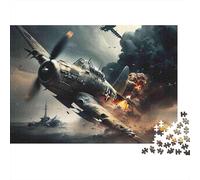 Warplane Battle Scene 1000 Piece WWII Fighter Plane Art Jigsaw Puzzle For Adults Thick Card Board Relaxation Puzzle Game Gifts for WomenGifts for Men 38x26cm/1000pcs