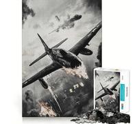 Warplane in Flames Adults 1000 Pieces Puzzle Mind Training Fun Burr Free Clean Cut Pieces Heartwarming Gathering Activity (38x26cm)