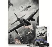 Warplane in Flames Jigsaw Puzzle for Teenagers 1000 Pieces Sharp Recall Quiet Recreation Uniform Cut Unique Xmas Gift (38x26cm)