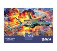 Warplane Over Village 1000 Piece Jigsaw Puzzle Fantasy Ocean Creatures for Adult Educational Games Beautiful Decoration Difficult Challenging Birthday Gifts 70x50cm/1000pcs