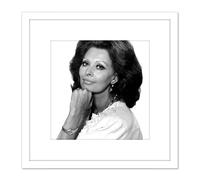 Warren Portrait Actress Sophia Loren Photo 8X8 Inch Square Wooden Framed Wall Art Print Picture with Mount Artery8 White One Size
