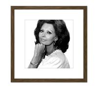 Warren Portrait Actress Sophia Loren Photo 8X8 Inch Square Wooden Framed Wall Art Print Picture with Mount Artery8 Brown One Size