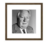 Warren Portrait Prime Minister Ted Heath Photo 8X8 Inch Square Wooden Framed Wall Art Print Picture with Mount Artery8 Brown One Size