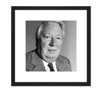Warren Portrait Prime Minister Ted Heath Photo 8X8 Inch Square Wooden Framed Wall Art Print Picture with Mount Artery8 Black One Size