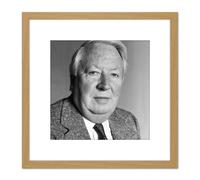 Warren Portrait Prime Minister Ted Heath Photo 8X8 Inch Square Wooden Framed Wall Art Print Picture with Mount Artery8 Light Oak One Size