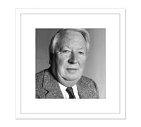 Warren Portrait Prime Minister Ted Heath Photo 8X8 Inch Square Wooden Framed Wall Art Print Picture with Mount Artery8 White One Size