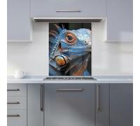 Warren Reed Blue Lizard Glass Kitchen Splashback - W600mm x H750mm