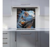 Warren Reed Blue Lizard Glass Kitchen Splashback - W700mm x H750mm