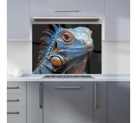 Warren Reed Blue Lizard Glass Kitchen Splashback - W900mm x H650mm
