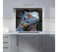 Warren Reed Blue Lizard Glass Kitchen Splashback - W900mm x H750mm