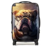 Warren Reed - Designer Bulldog With Glasses Splashart Golden Suitcase Medium, Multi