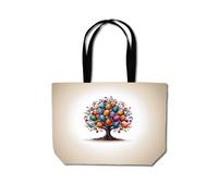 Warren Reed - Designer A Magical Easter Egg Tree Beach Shopper Tote Bag Warren Reed - Designer Multicolor