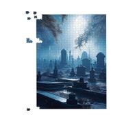 Warren Reed - Designer A Moonlit Graveyard Jigsaw Puzzle in Blue | Size: 1000 Pieces Warren Reed - Designer Blue 1000 Pieces