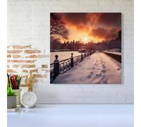 Warren Reed - Designer A Snowy Walk In London Canvas | Size: w10 inch x h10 inch Warren Reed - Designer Multicolor w10 inch x h10 inch