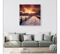 Warren Reed - Designer A Snowy Walk In London Canvas | Size: w40 inch x h40 inch Warren Reed - Designer Multicolor w40 inch x h40 inch
