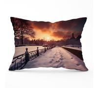 Warren Reed - Designer A Snowy Walk In London Cushions | Size: 60 cm x 60 cm Warren Reed - Designer Multicolor 60 cm x 60 cm