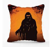 Warren Reed Designer A Spooky Black And Orange Ghost Cushions 45Cm X 45Cm