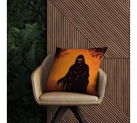 A Spooky Black And Orange Ghost Outdoor Cushion Warren Reed - Designer Orange 60cm x 60cm