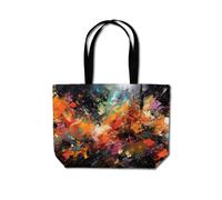 Warren Reed - Designer A Vibrant Abstract Painting Capturing The Energy & E Beach Shopper Tote Bag in Orange Warren Reed - Designer Orange