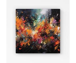 Warren Reed - Designer A Vibrant Abstract Painting Capturing The Energy & E Canvas in Orange | Size: w40 inch x h40 inch Warren Reed - Designer Orange w40 inch x h40 inch