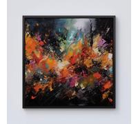 Warren Reed - Designer A Vibrant Abstract Painting Capturing The Energy & E Framed Canvas in Black | Size: W30" x H30" Warren Reed - Designer Black W30" x H30"