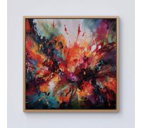 Warren Reed - Designer A Vibrant Abstract Painting Of Halloween Framed Canvas in Light Brown | Size: W30" x H30" Warren Reed - Designer Light Brown W30" x H30"