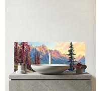 Warren Reed - Designer A Walk Through The Mountains Glass Bathroom Splashback, Multi