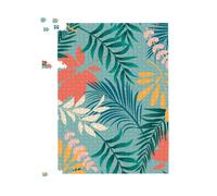 Warren Reed - Designer Abstract Bright Colorful Tropical Leaves Jigsaw Puzzle in Blue | Size: 500 Piece Warren Reed - Designer Blue 500 Piece