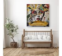 Warren Reed - Designer Abstract Face Behind Sofa Canvas | Size: W30" x H30" Warren Reed - Designer Multicolor W30" x H30"