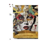 Warren Reed - Designer Abstract Face Behind Sofa Jigsaw Puzzle | Size: 500 Piece Warren Reed - Designer Multicolor 500 Piece