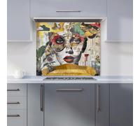 Warren Reed - Designer Abstract Face Behind Sofa Kitchen Splashback | Size: 600mm x 750mm Warren Reed - Designer Multicolor 600mm x 750mm