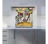 Warren Reed - Designer Abstract Face Behind Sofa Kitchen Splashback W700Mm X H650Mm, Multi