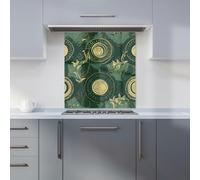 Warren Reed - Designer Abstract Green Gold Moon Pattern Kitchen Splashback - W700mm x H750mm